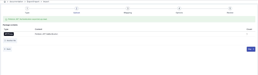 Import wizard package upload