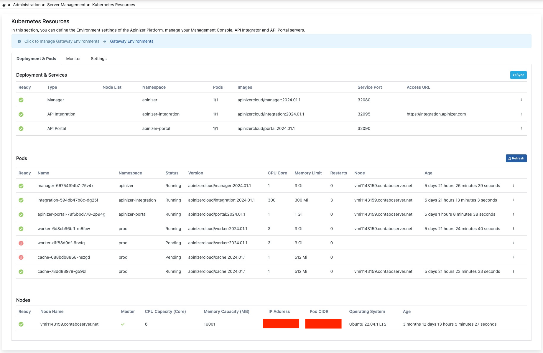 Kubernetes Workloads Main Screen