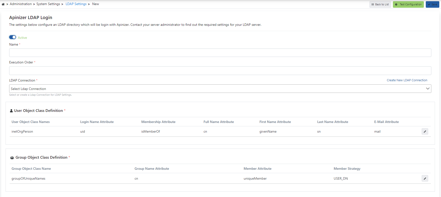 LDAP Login Settings