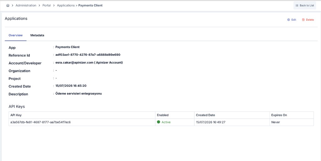 Portal Application Overview tab