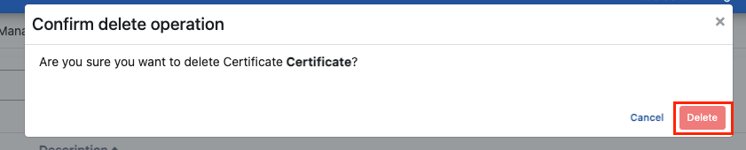 Certificate Deletion Confirmation