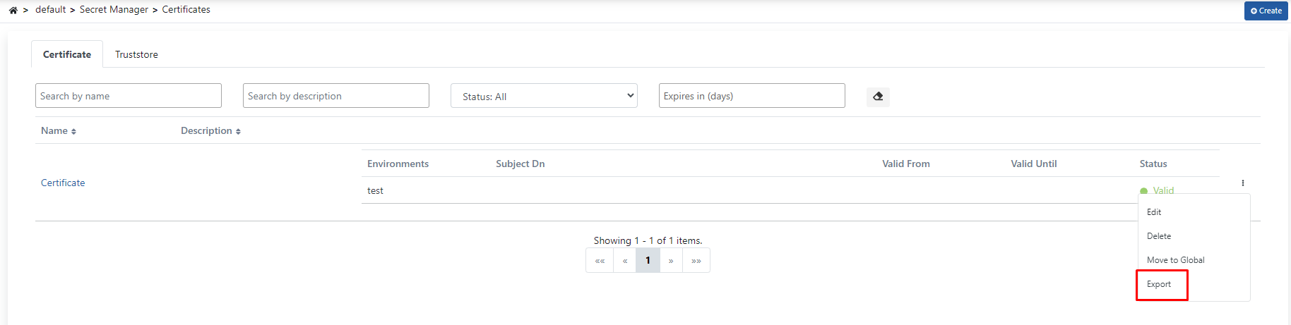 Certificate Export
